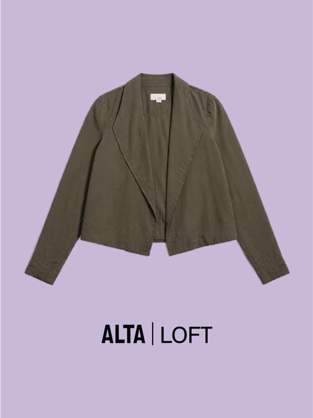 LOFT Olive Open-Front Cropped Blazer Jacket